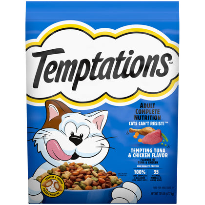 TEMPTATIONS Tempting Tuna & Chicken Flavor Adult Dry Cat Food, 13.5 lb. Bag Walmart Exclusive