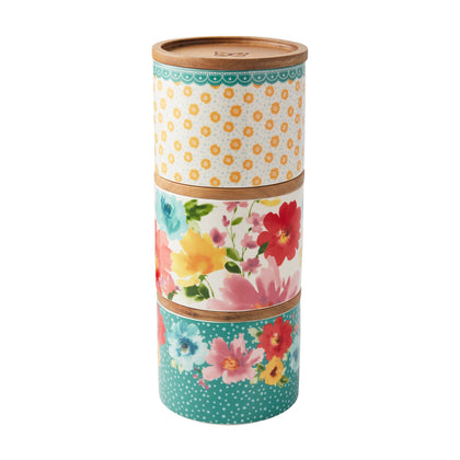 Pioneer Woman Stacking 3-Piece Stoneware Canister Set