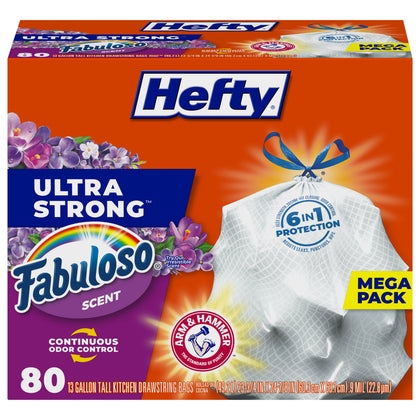 Wholesale price for Hefty Ultra Strong Tall Kitchen Trash Bags, NEW! Fabuloso Scent, 13 Gallon, 80 Count ZJ Sons Hefty 