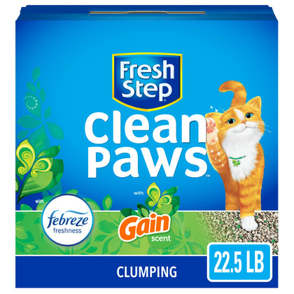 Fresh Step Clean Paws Litter with Febreze and Gain, Clumping Cat Litter, 22.5 lb