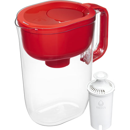 Brita Large 10 Cup Water Filter Pitcher with 1 Standard Filter, Made Without BPA, Huron, Red