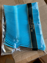 Wholesale price for Amscan 8017.54 Premium Carribean Blue Plastic Forks, 48ct (12 Packs) ZJ Sons Amscan Forks