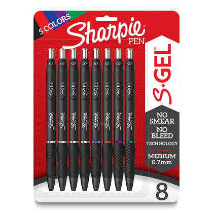 Sharpie S-Gel Gel Pens, Medium Point, 0.7mm, Assorted, 8 Count