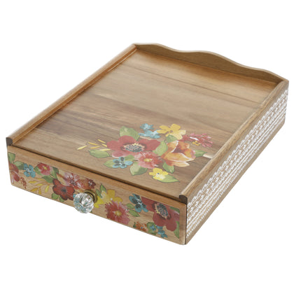 The Pioneer Woman Wildflower Whimsy 4-Compartment Wood Coffee Pod Organizer, Floral