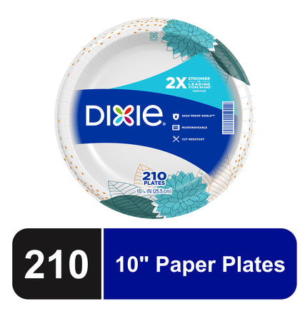 Dixie Disposable Paper Plates, 10 in, 210 count