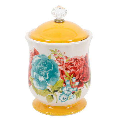 The Pioneer Woman Blossom Jubilee Canister with Acrylic Knob, 8.75