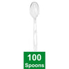 Great Value Everyday Disposable Plastic Spoons, Clear, 100 Count
