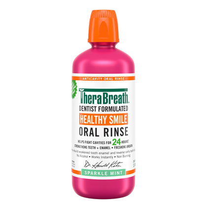 TheraBreath Healthy Smile Fluoride Mouthwash, Sparkle Mint, Anticavity, 1 Liter