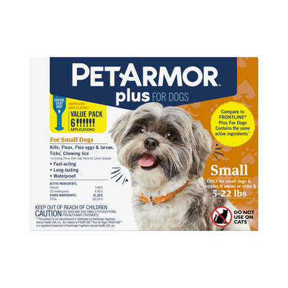 Wholesale price for PETARMOR Plus for Small Dogs 5-22 lbs, Flea & Tick Prevention for Dogs, 6-Month Supply ZJ Sons PetArmor 