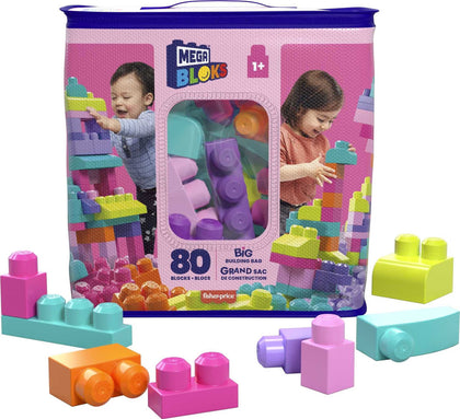 Wholesale price for MEGA BLOKS Fisher-Price Toy Blocks Pink Big Building Bag with Storage (80 Pieces) for Toddler ZJ Sons ZJ Sons 