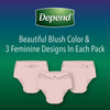 Depend Night Defense Women's Overnight Adult Incontinence Underwear, M, Light Pink, 32ct