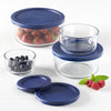 Anchor Hocking 8 Piece Clear Glass Food Storage Set- 1/2/4/7 (Total 14 Cup Capacity) Cups Round Food Storage