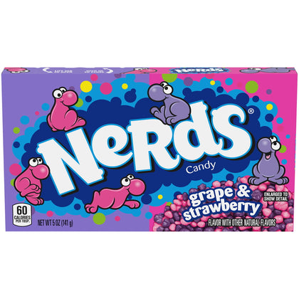 Wholesale price for Nerds Grape and Strawberry Theater Box Candy 5 oz, 12 Count ZJ Sons Nerds 
