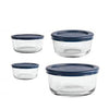 Anchor Hocking 8 Piece Clear Glass Food Storage Set- 1/2/4/7 (Total 14 Cup Capacity) Cups Round Food Storage