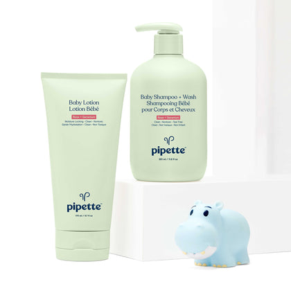 Pipette 3-Pc Baby Calming Bathtime Duo (Shampoo & Wash, Lotion, Bath Toy), Rose + Geranium