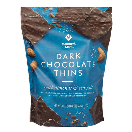 Wholesale price for Member's Mark Dark Chocolate Thins With Almonds & Sea Salt (20 oz.) ZJ Sons Member's Mark 