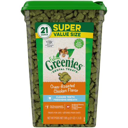 Wholesale price for FELINE GREENIES Adult Natural Dental Care Cat Treats, Oven Roasted Chicken Flavor, 21 oz. Tub ZJ Sons Greenies 
