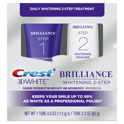 Wholesale price for Crest 3D White Brilliance + Whitening Two-Step Toothpaste, Mint, 4.0 oz and 2.3 oz ZJ Sons Crest 