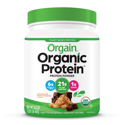 Orgain Organic Vegan Plant-Based Protein Powder, Chocolate Peanut Butter, 21g Protein, 2.03 lb.