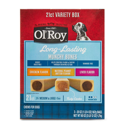 Wholesale price for Ol' Roy Munchy Bones Dog Treats Value Pack, 21 Count ZJ Sons Ol' Roy 