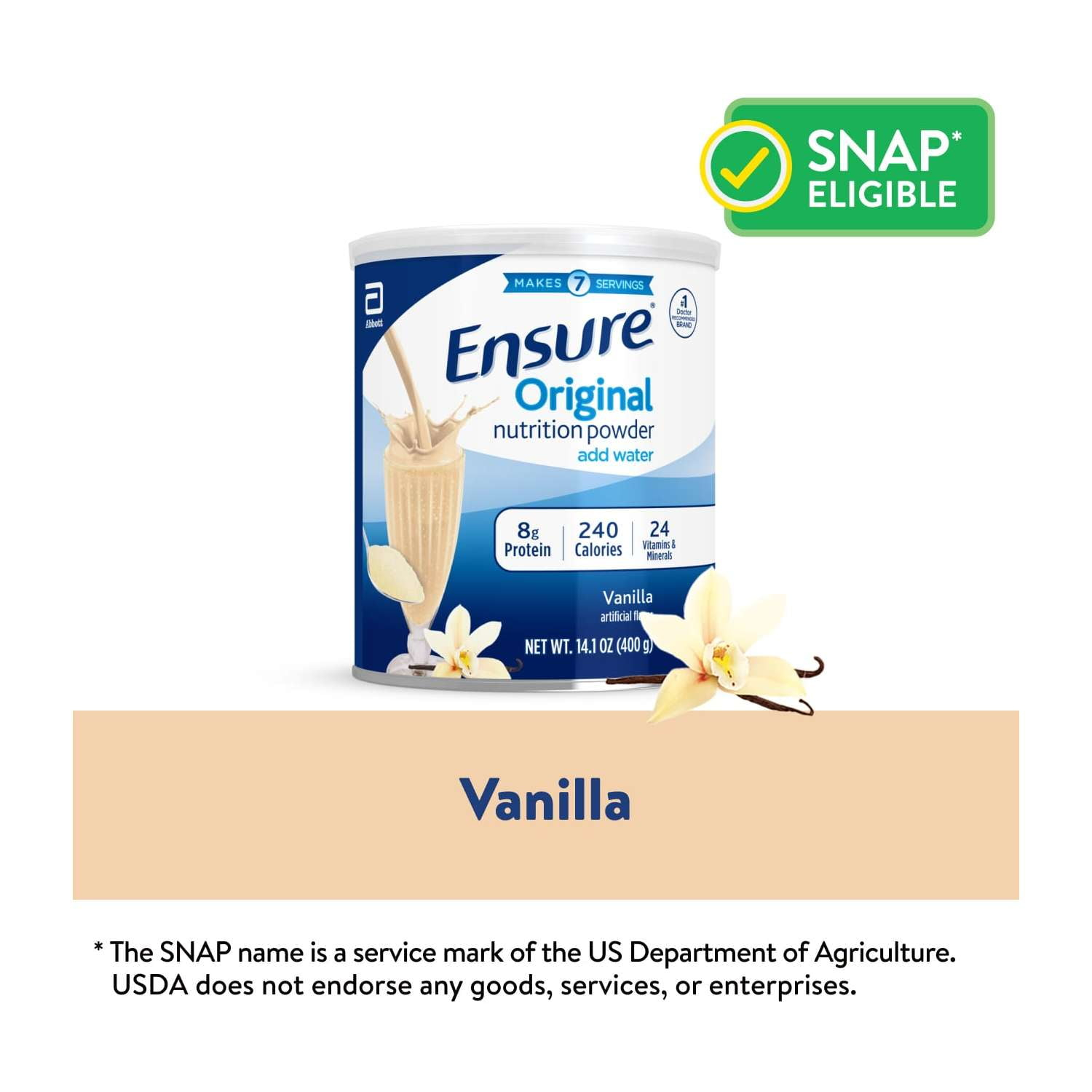 69cb95e033751c653d1d3527f899bf3062c522ef11f253a87d750.jpg Ensure Original Vanilla Nutrition Powder, Protein Powder, 14.1 oz - Image 1