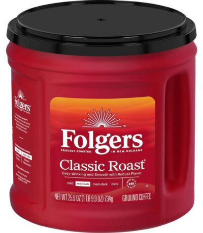 Folgers Classic Roast Ground Coffee 25.9 oz canister front view