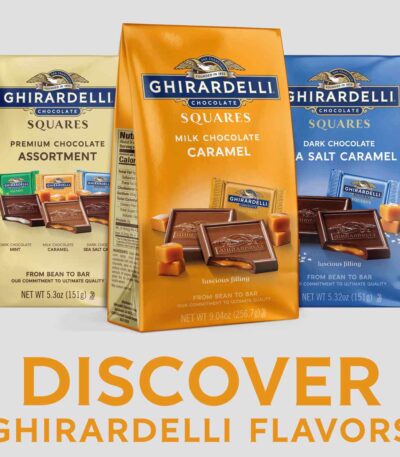 9.04 oz GHIRARDELLI milk chocolate candy squares package