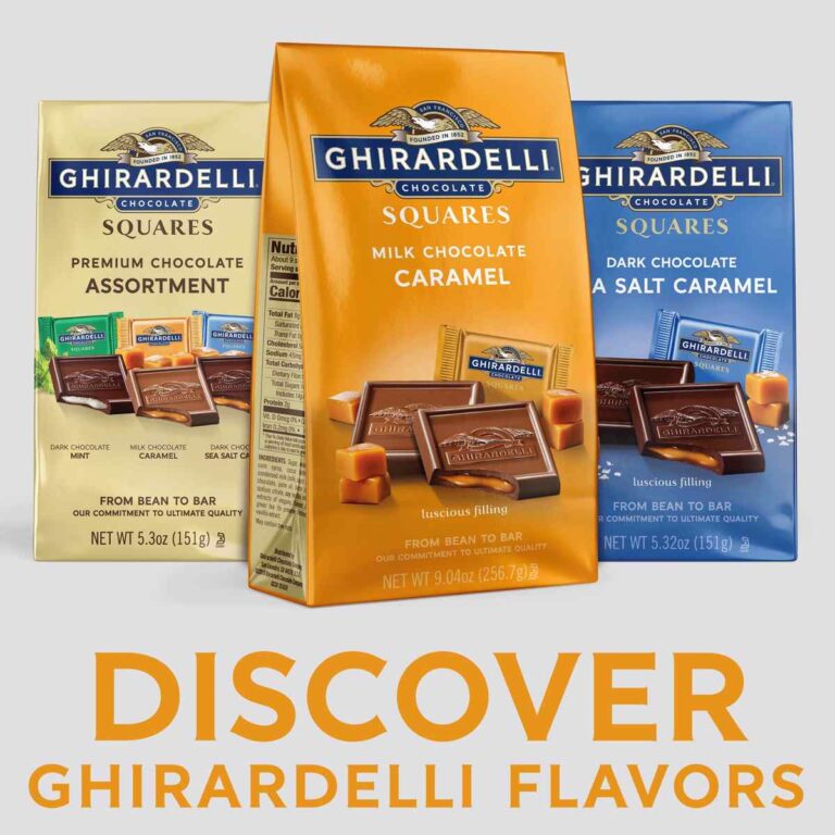 9.04 oz GHIRARDELLI milk chocolate candy squares package