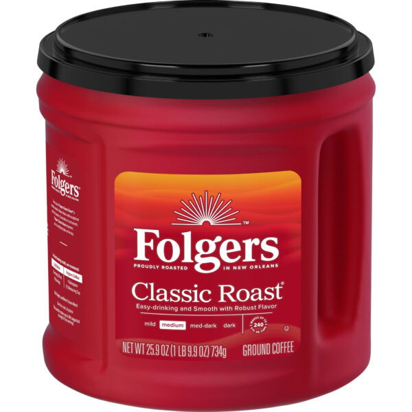 Folgers Classic Roast Ground Coffee, Medium Roast, 25.9 oz Canister