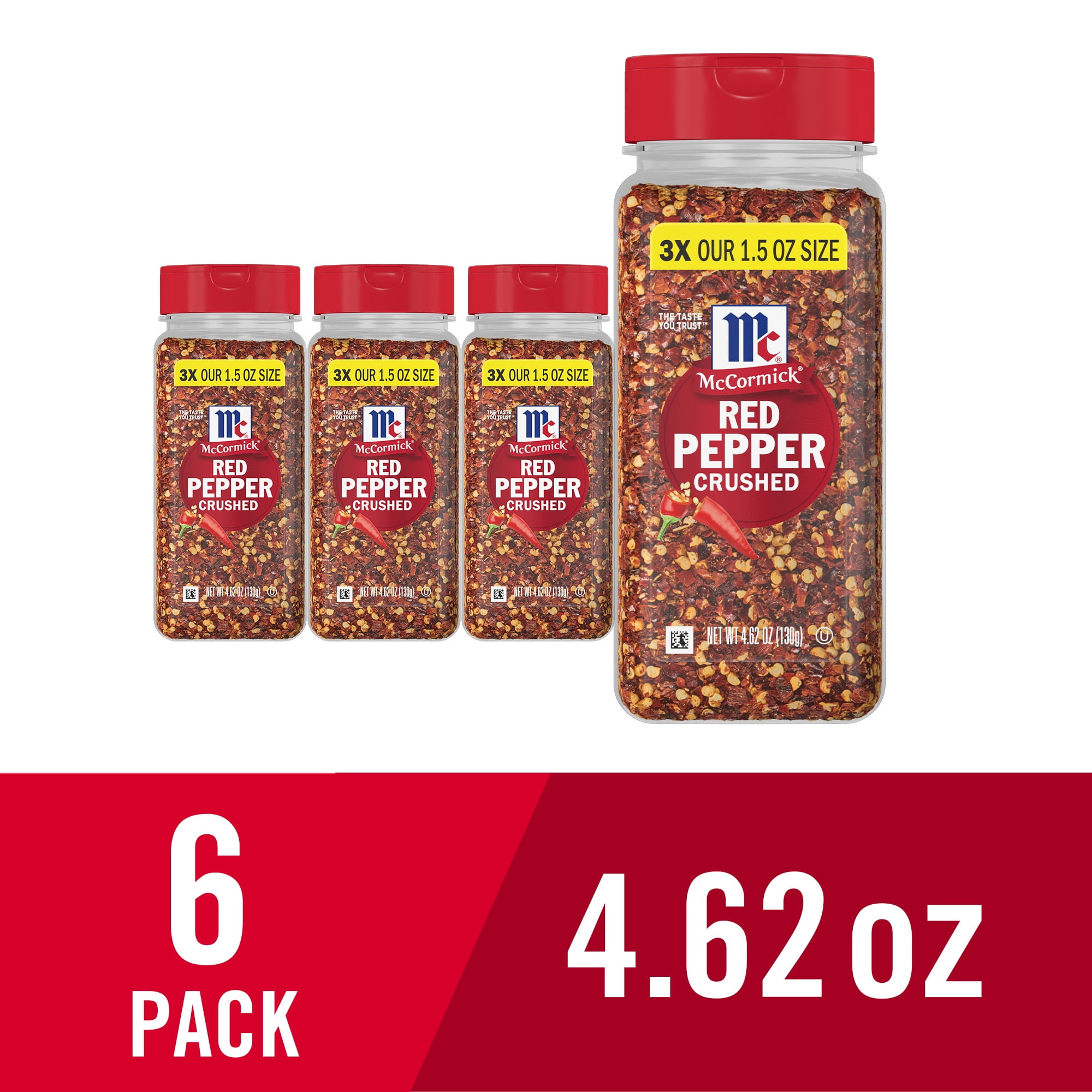 69d4eba703823dbeb007090c4fcaf56c1908bbb454d7a691a5989.jpg (6 pack) McCormick Non-GMO Kosher Crushed Red Pepper, 4.62 oz Bottle - Image 1