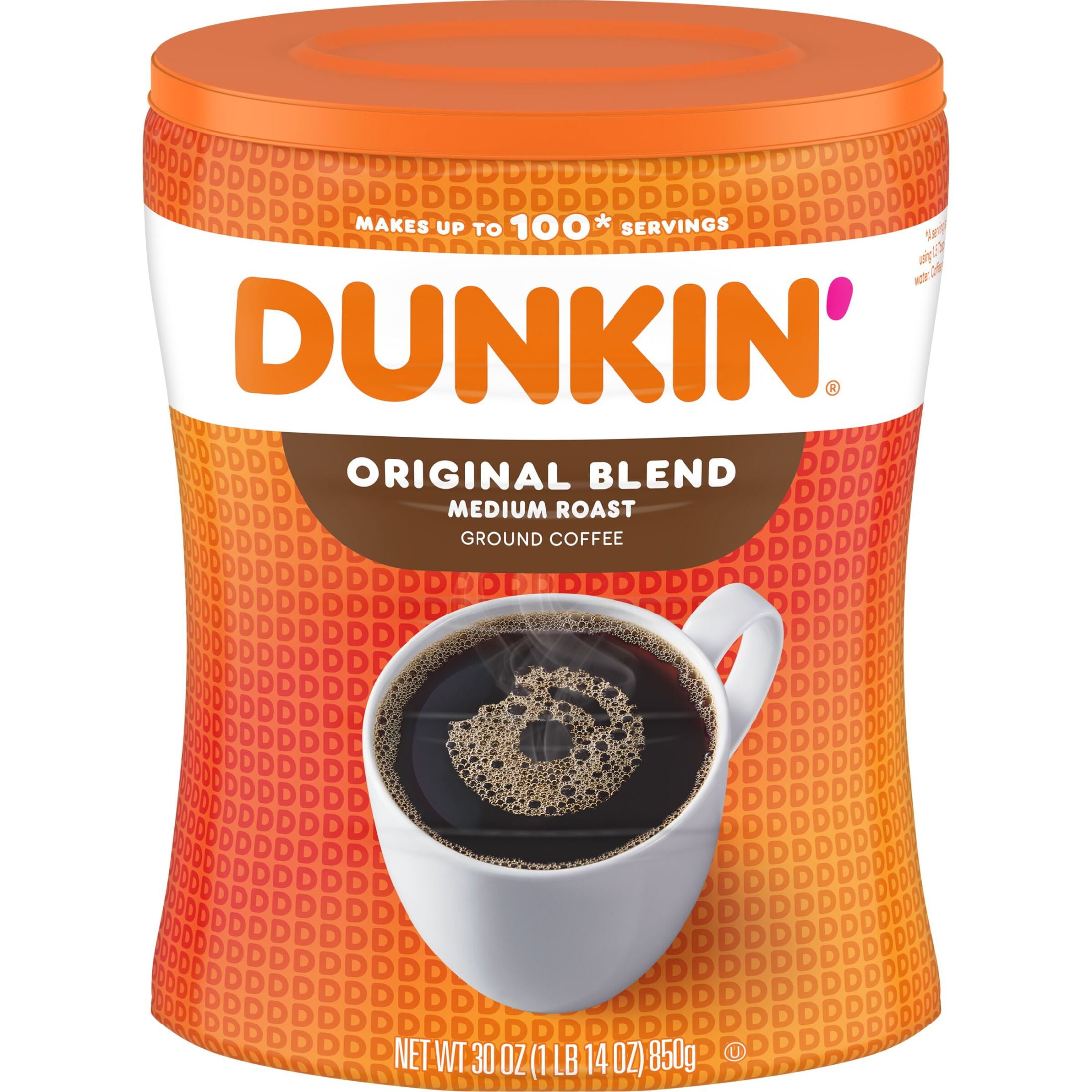 69d4f104926dfa2fb9030aaf634419b8103dc100fac243a3a24d0.jpg Dunkin’ Original Blend Medium Roast Ground Coffee, 30 oz Canister - Image 1