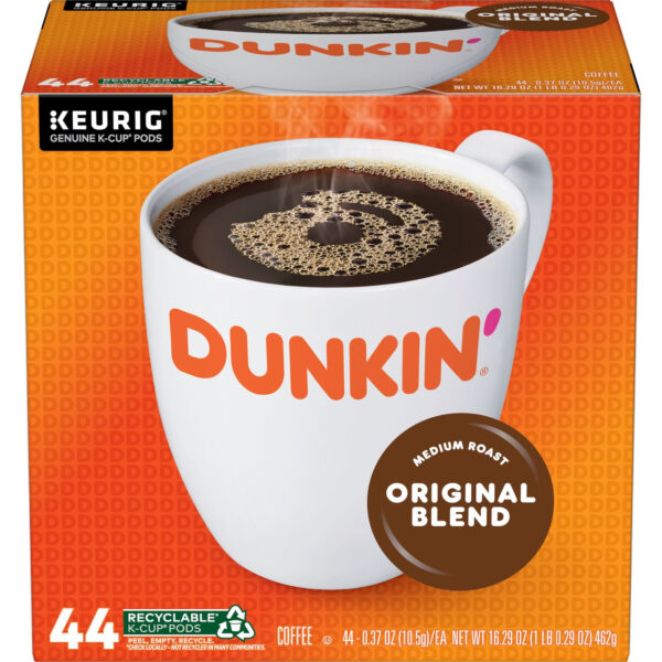 Dunkin’ Original Blend Medium Roast Coffee, Keurig K Cup Pods, 44 Count Box