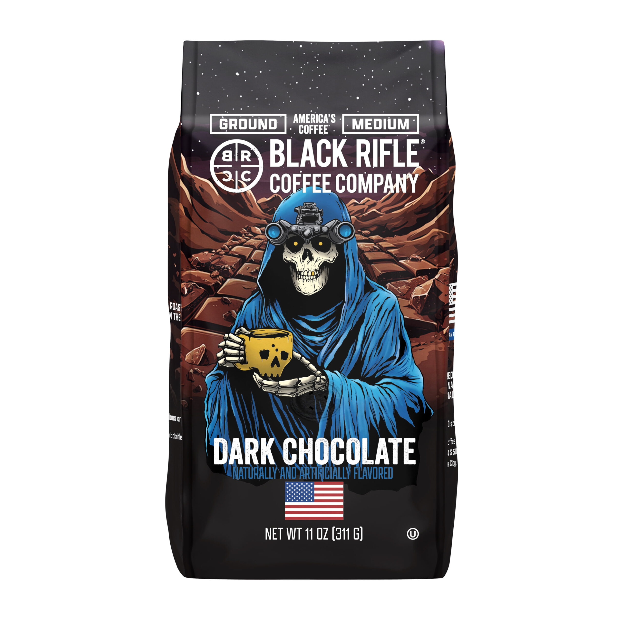 69d6140b1de99ef136a7627922c7dd889f8670666d6613bea4df4.jpg Black Rifle Coffee Company Dark Chocolate, Medium Roast, Ground Coffee 11oz - Image 1