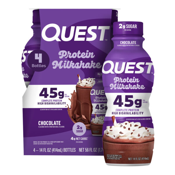 Quest Nutrition, 45g High Protein Chocolate Flavored Milkshake, Ready to Drink, 4 Count