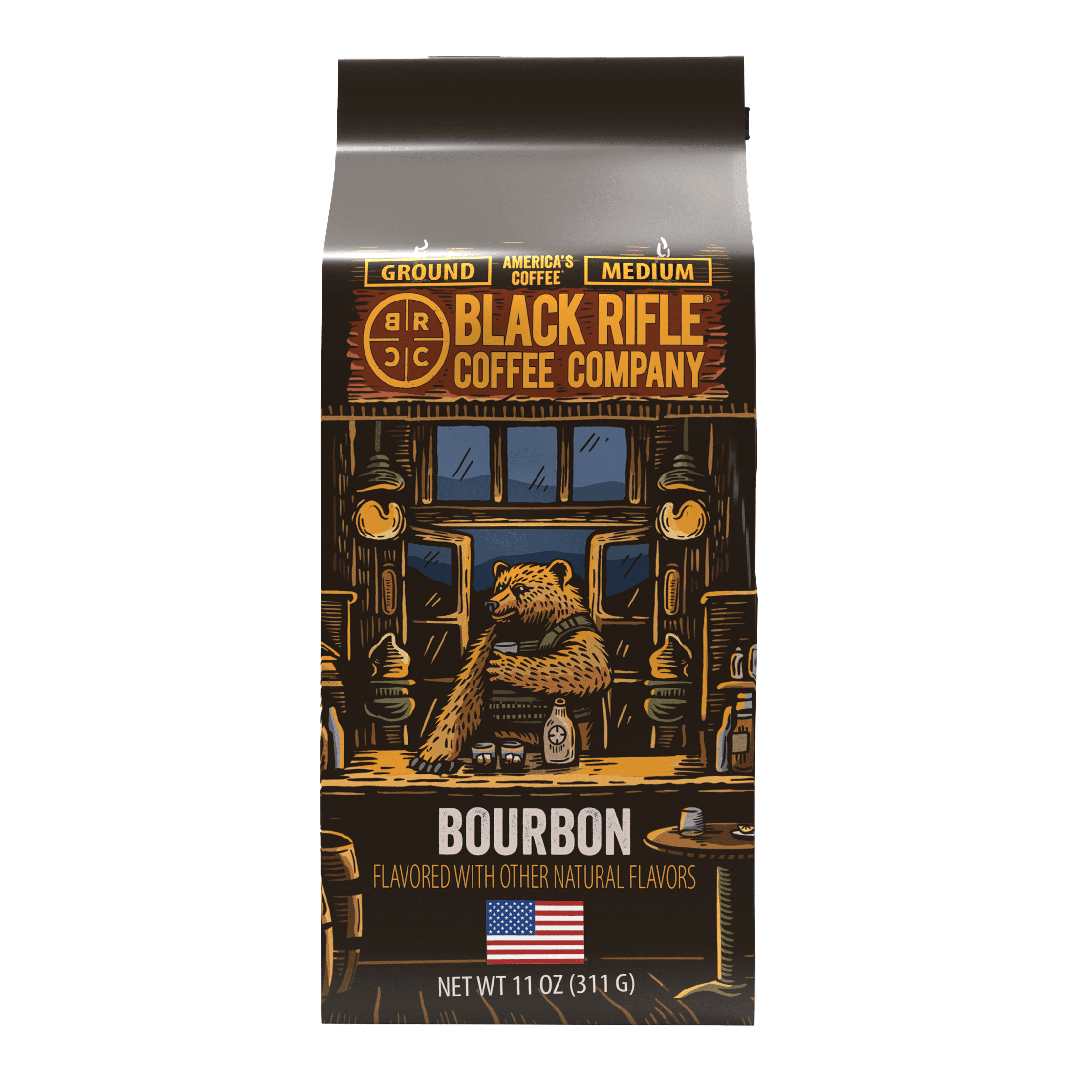 69d61d09d2de26c9fee897f3fa7cab8e7dce2dc593c79746d0f85.jpg Black Rifle Coffee Bourbon, Medium Roast, Ground Coffee, 11oz - Image 1