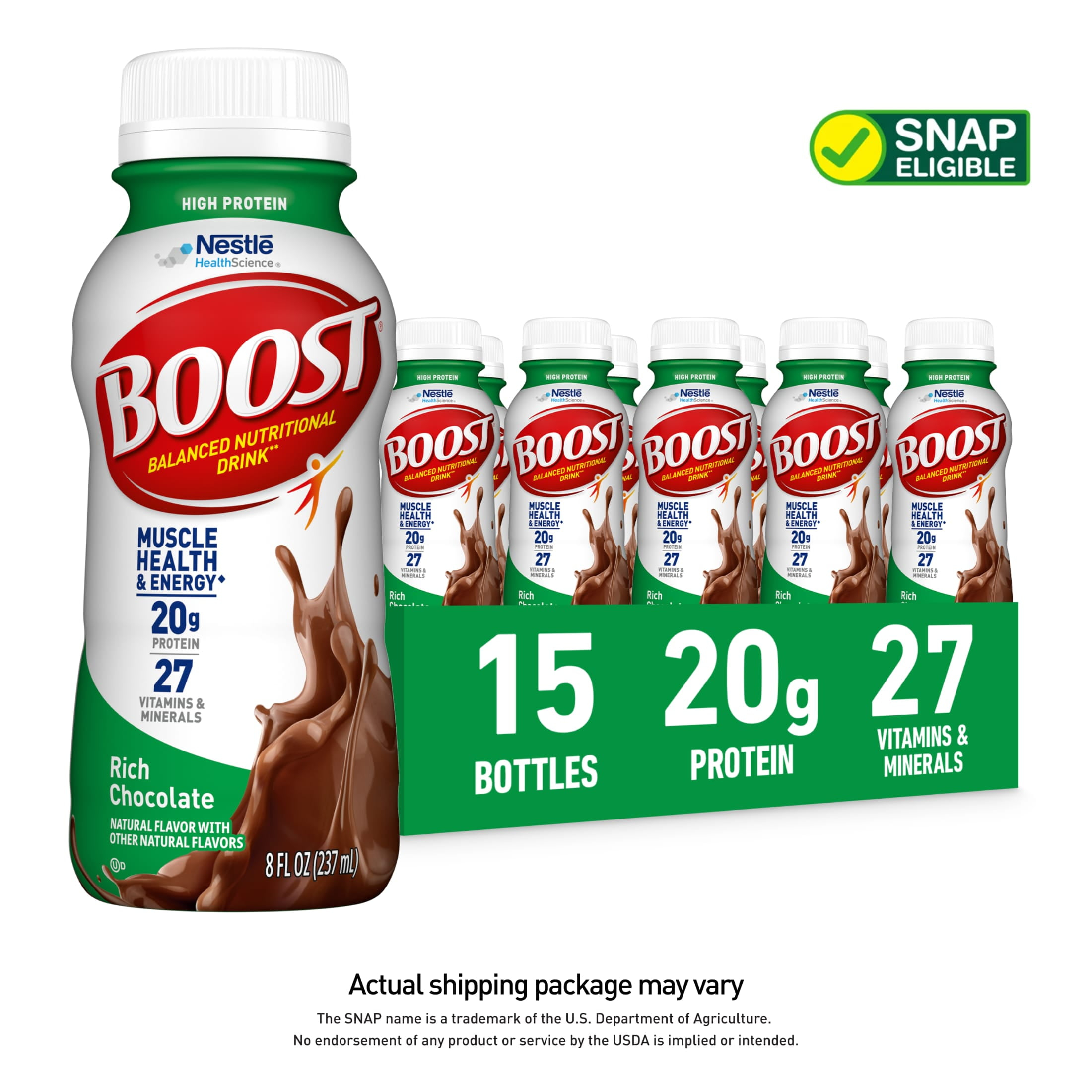 69d622011347bbc6caaf2058a6089d4dafbbde6877ec2013b0f83.jpg BOOST 20g High Protein Nutritional Drink Shakes, Rich Chocolate, 8 fl oz, 15 Pack - Image 1
