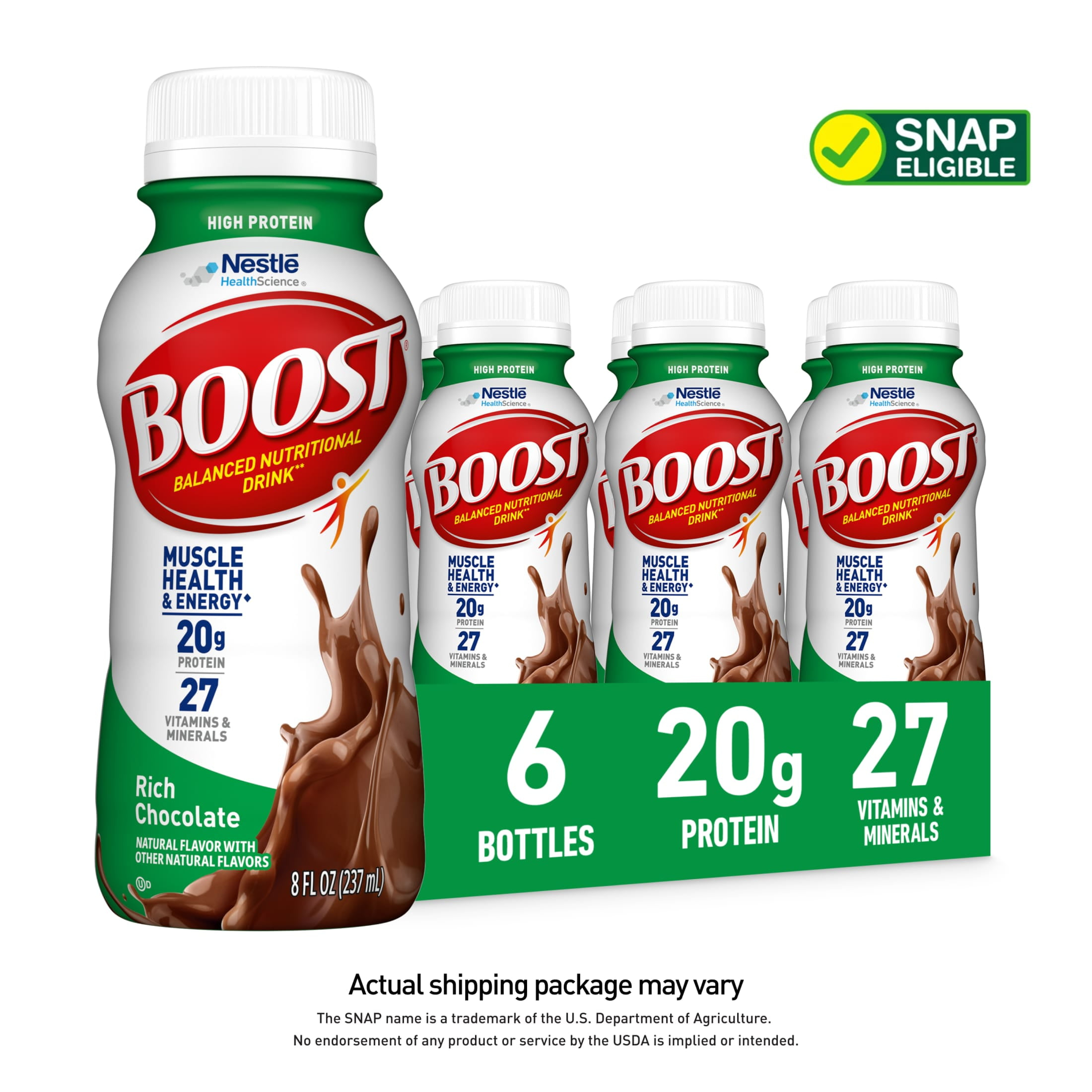 69d622e158fcdb73d0f26acd802785e48a6d3ff055f9e0c27adf8.jpg BOOST 20g High Protein Nutritional Drink Shakes, Rich Chocolate, 8 fl oz, 6 Pack - Image 1