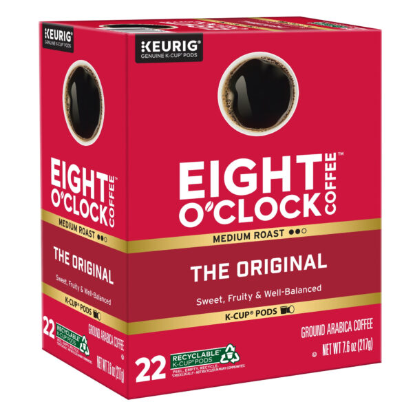 Eight O'Clock Original, Medium Roast Coffee, Keurig K-Cup Single Serve Coffee Pods, 22 Count