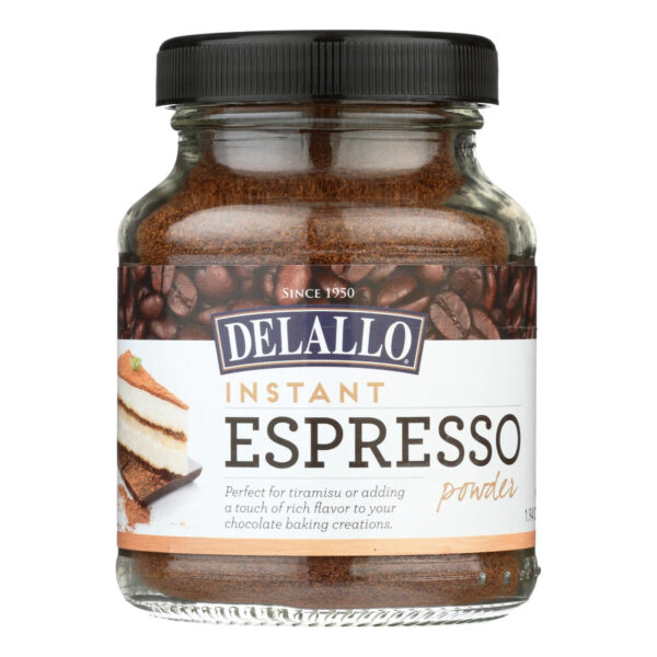 (6 pack) DeLallo Instant Espresso Powder for Baking & Drinks, 100% Instant Coffee, Naturally Caffeinated, 1.94 oz Jar