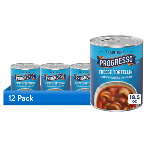 (12 pack) Progresso Cheese Tortellini in Garden Vegetable Tomato Canned Soup, 18.5 oz
