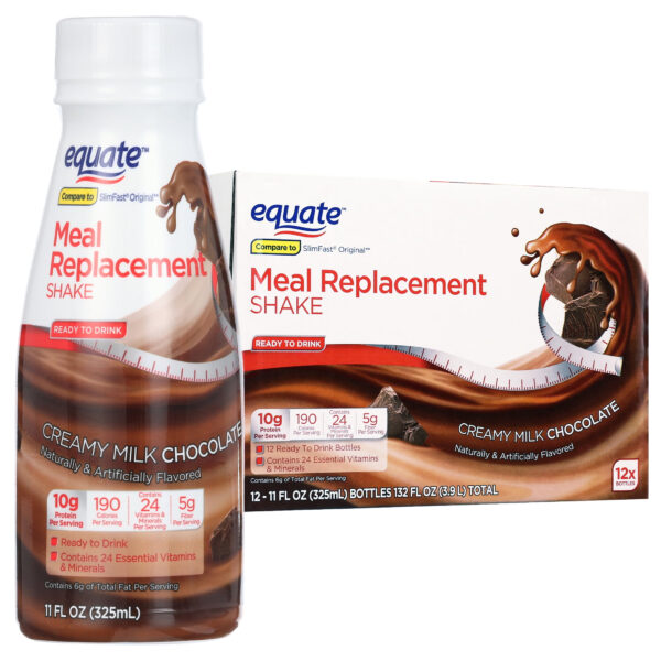 Equate Meal Replacement Shake, Creamy Milk Chocolate, 11 fl oz, 12 Ct