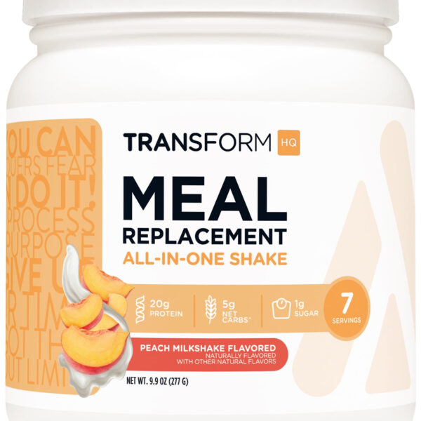 TransformHQ Meal Replacement Shake Powder 7 Servings (Peach Milkshake Flavored) - Gluten Free, Non-GMO