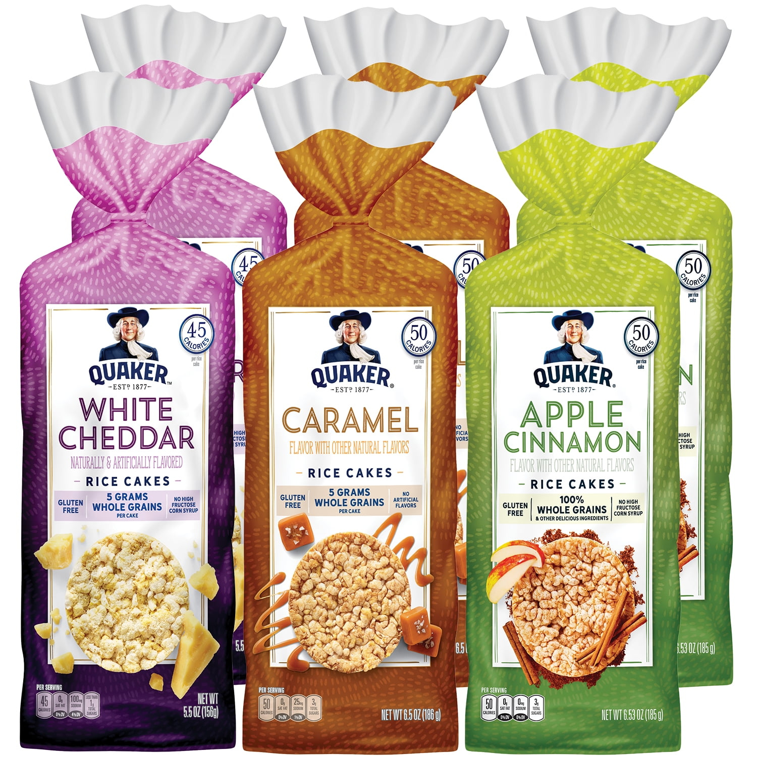 69d8be95836cc734faf0257b96152c0da6906076119b093e726ac.jpg Quaker Gluten Free Rice Cakes, Variety Pack, 6 Bags - Image 1