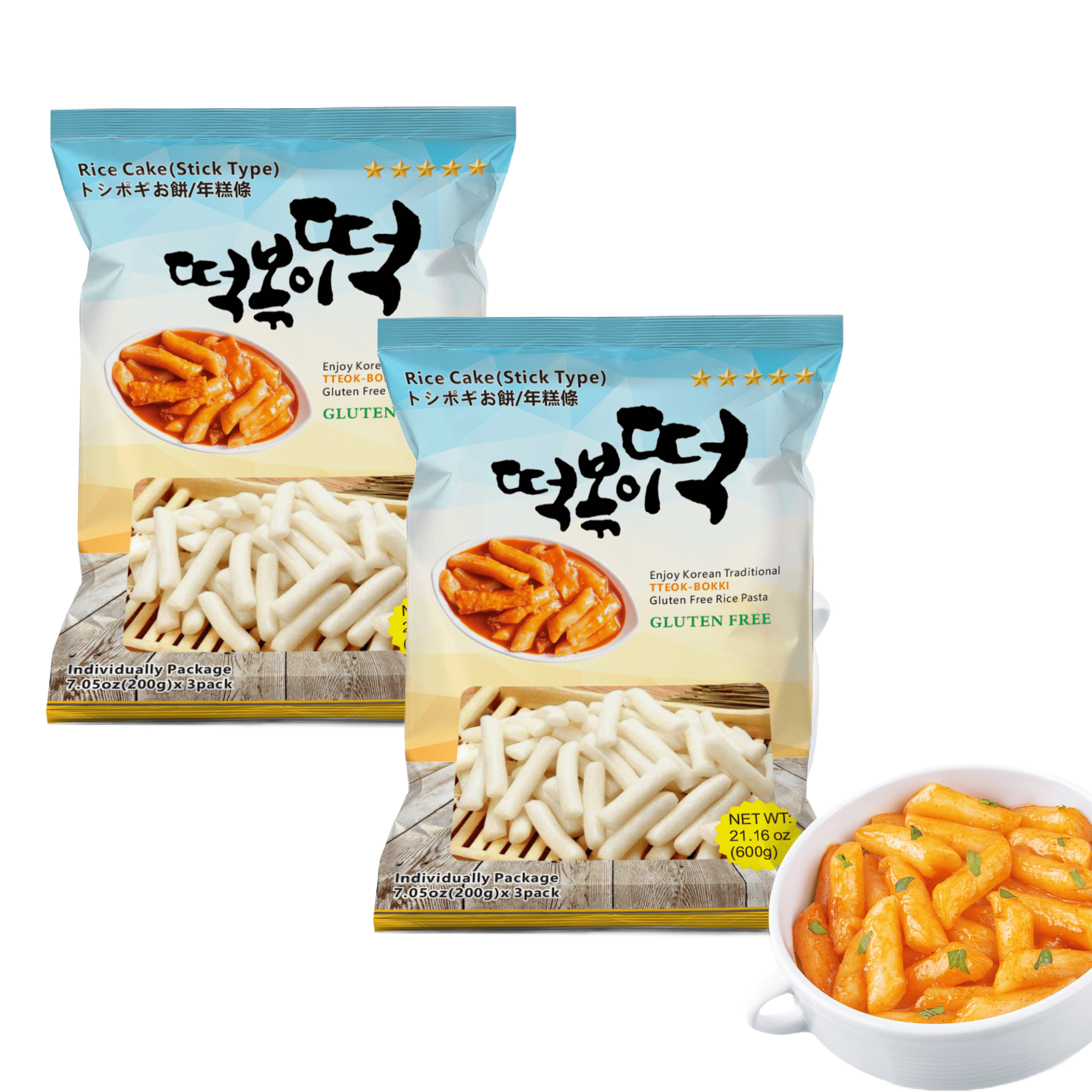 69d8bf133ef50f07ccc933c4bff9d30591cb6c096ed0835fbb636.jpg Fusion Select Korean Rice Cakes Tteokbokki Stick Vegan Non-GMO Gluten Free Tteok Pasta Asian Snacks & Food, Gluten Free (2 Packs) - Image 1