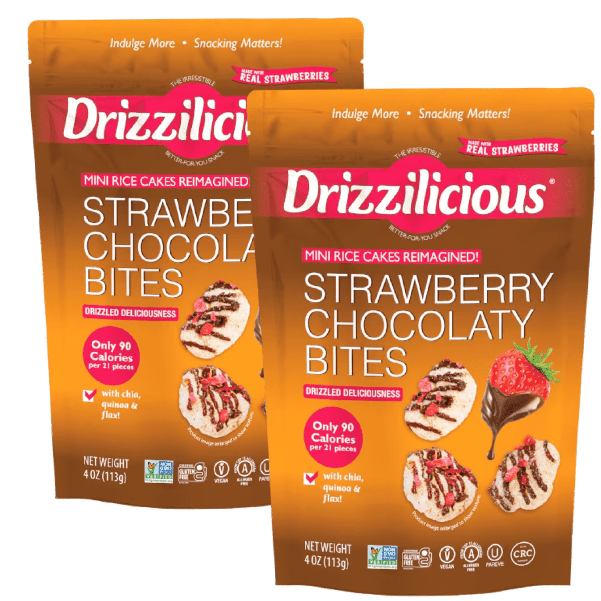 69d8bfcb4d15f08dfc11852460a158dc8c6fe8fc0e2fbcf1d3f28.jpg Drizzilicious Mini Rice Cakes, Strawberry Chocolaty Bites Gluten Free Snacks, Rice Crisps 2-Pack - Image 1