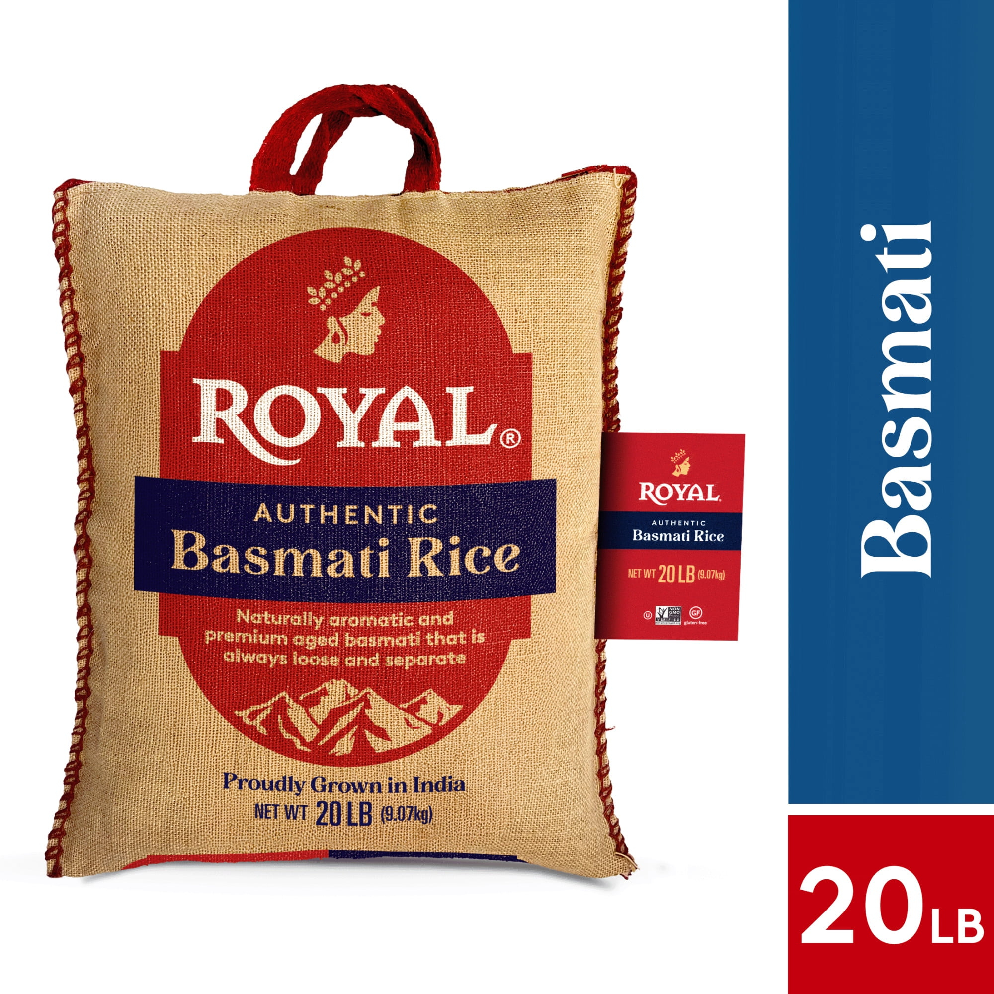 69da5767698e10f0adba7c5d7d6772cb2c8b260658ef8ff2698e2.jpg Authentic Royal Naturally Aged Indian White Basmati Rice, Long-Grain, Gluten-free - 20 lb. Bag - Image 1