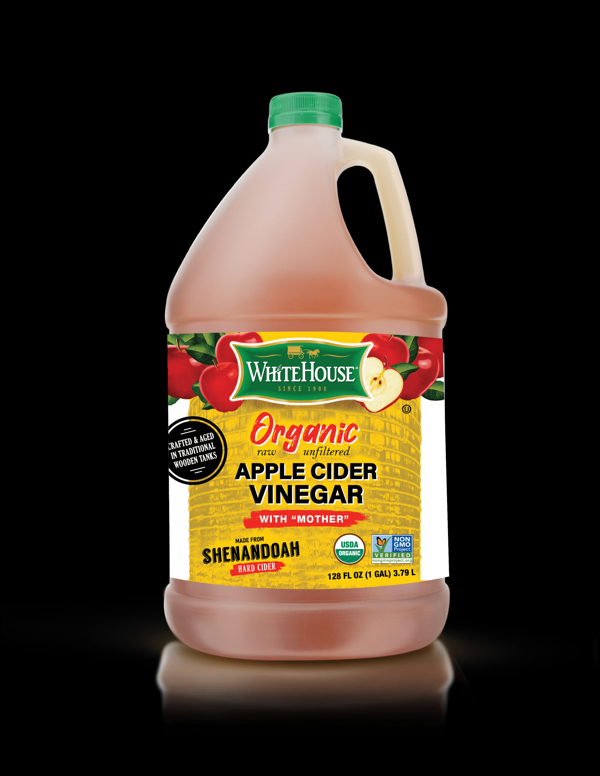 69da6a2b14c2ea032662c65574cd6a631f781570b13209f8e5737.jpg Whitehouse Organic, Raw Unfiltered, Apple Cider Vinegar with Mother, 128 fl. oz (1 gal) - Image 1