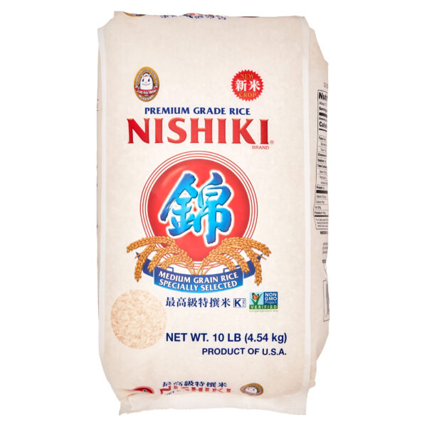 Nishiki Premium Medium Grain Rice 10 lbs Bag Non-GMO Verified