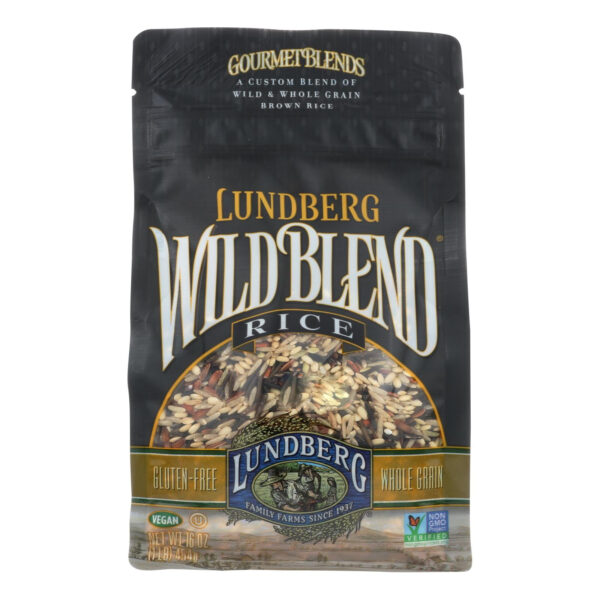 (6 pack) Lundberg Sustainable Wild Blend Rice - Gluten Free, Vegan, 1lb Resealable Bag