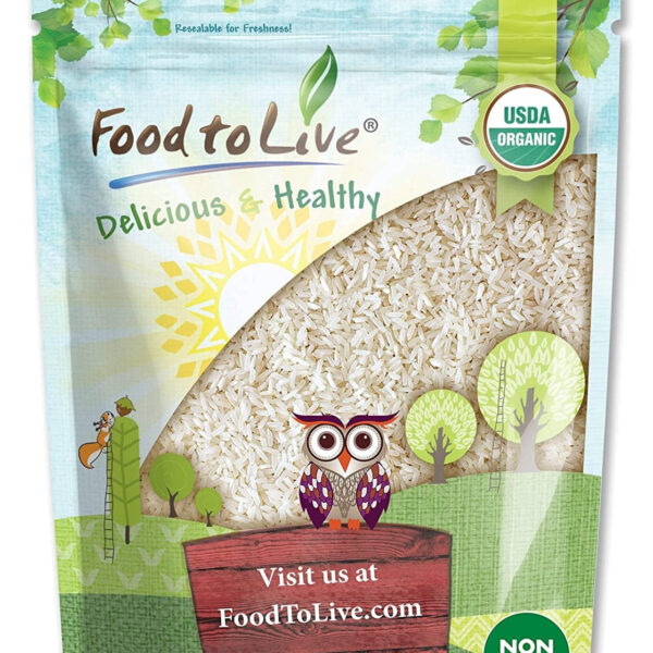 Organic Long Grain White Rice, 2 Pounds — Non-GMO, Kosher, Vegan, Raw - by Food to Live